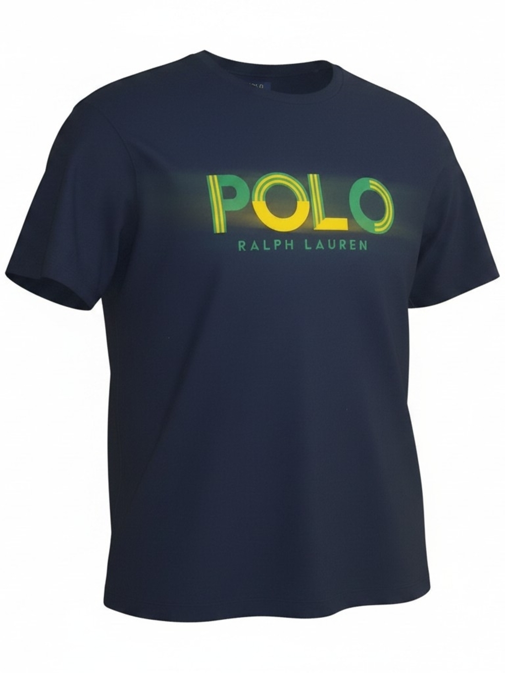 Ralph Lauren Navy Tee with Green and Yellow POLO Graphic
